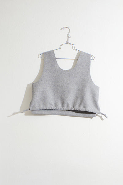 Cinched Wool Vest in Light Grey
