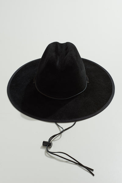Savoy Hat in Black Velour Felt w/ Drawstring