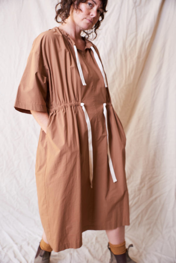 Fallow Gathered Dress in Tan