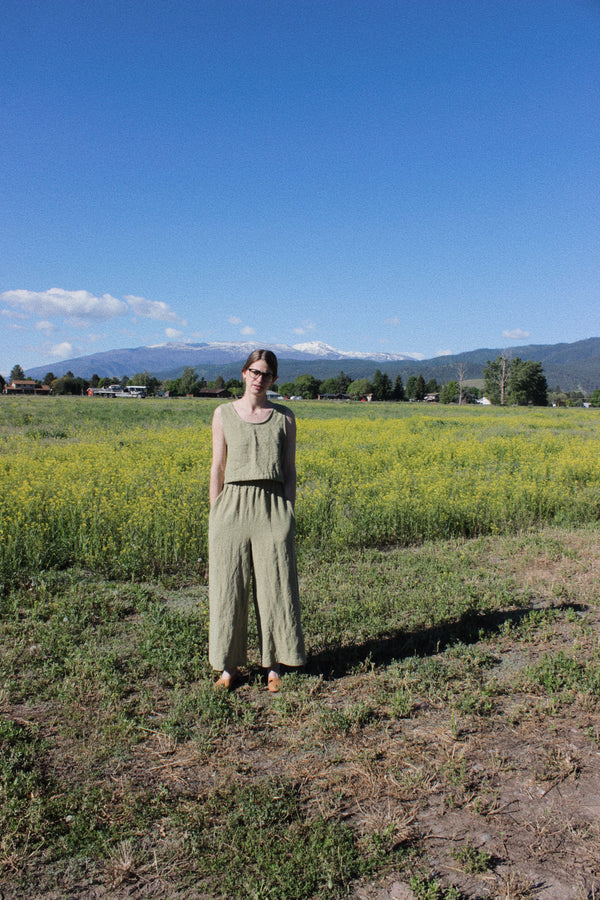 Wide Leg Trouser in Kelp