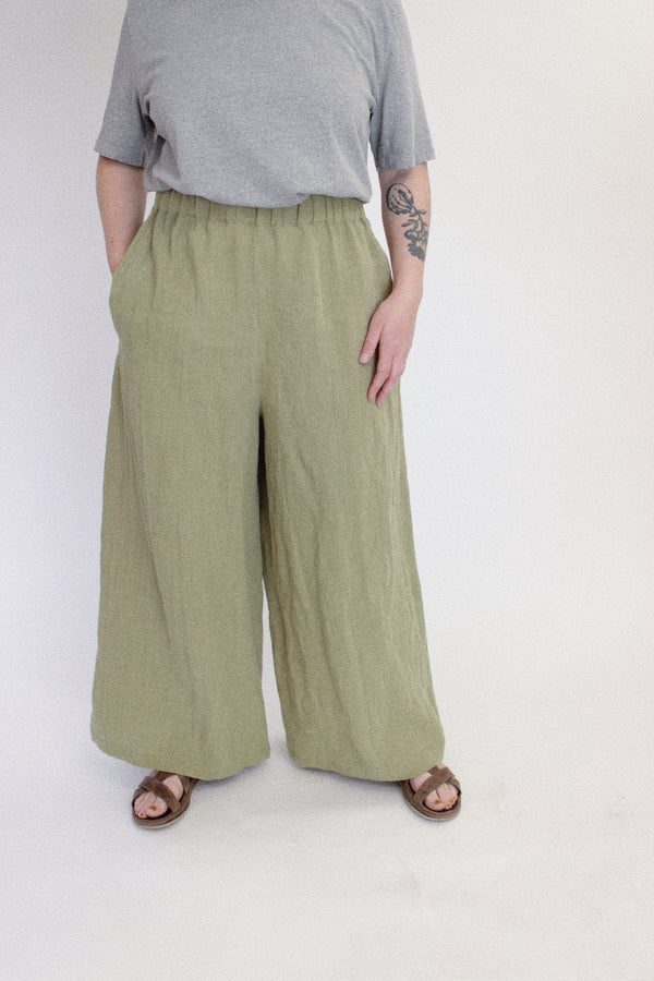 Wide Leg Trouser in Kelp