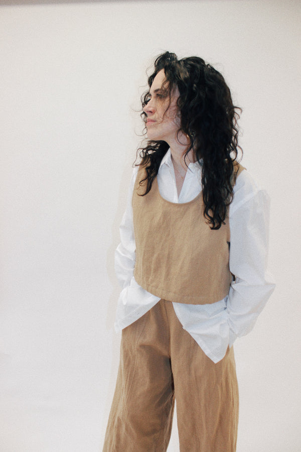 Wide Leg Trouser in Latte