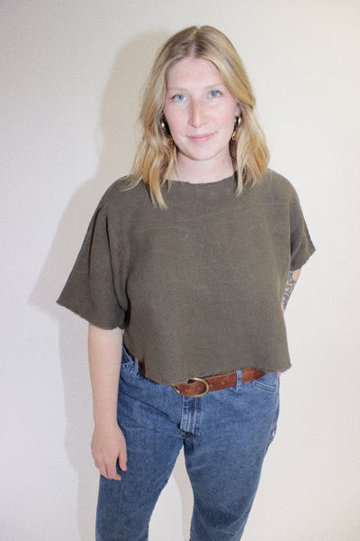 Raw Crop Top in Bark