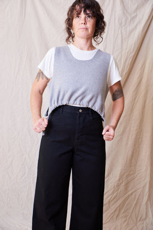 Cinched Wool Vest in Grey