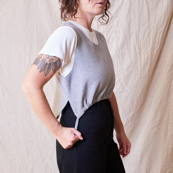 Cinched Wool Vest in Grey