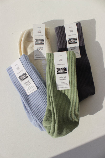 Hemp Crew Socks in Washed White