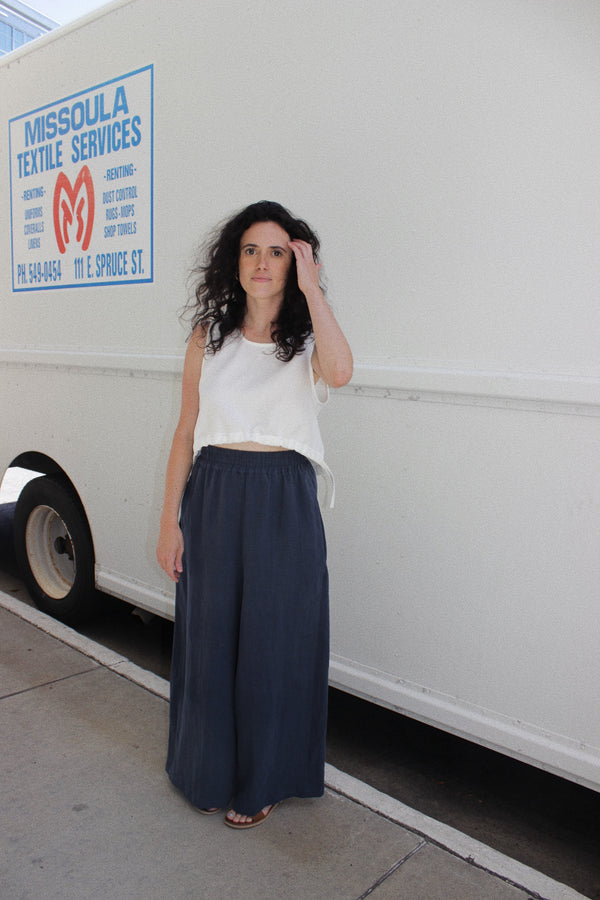 Wide Leg Trouser in Petrol
