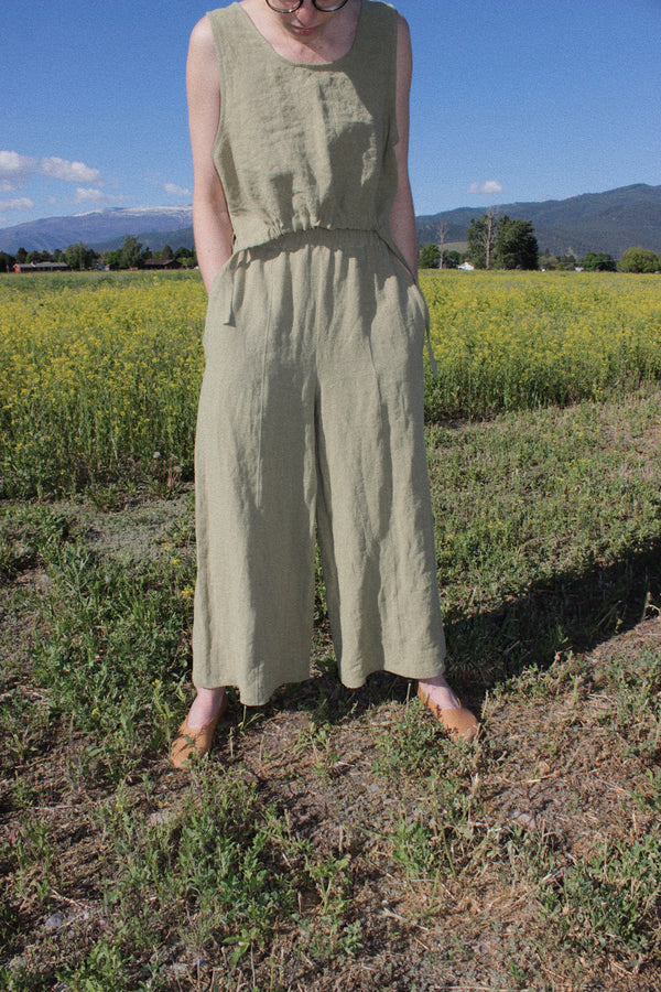 Wide Leg Trouser in Kelp
