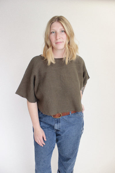 Raw Crop Top in Bark