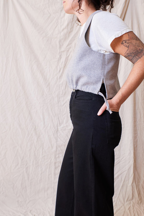 Cinched Wool Vest in Grey