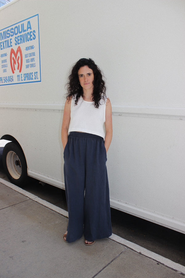 Wide Leg Trouser in Petrol