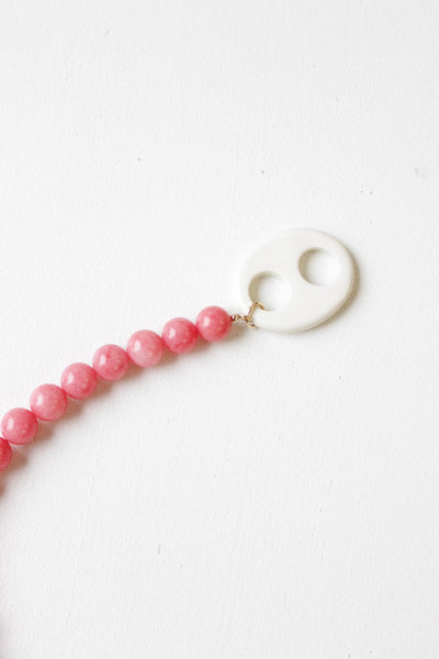 Mariner Clasp Necklace  in Coral Pink Quartz