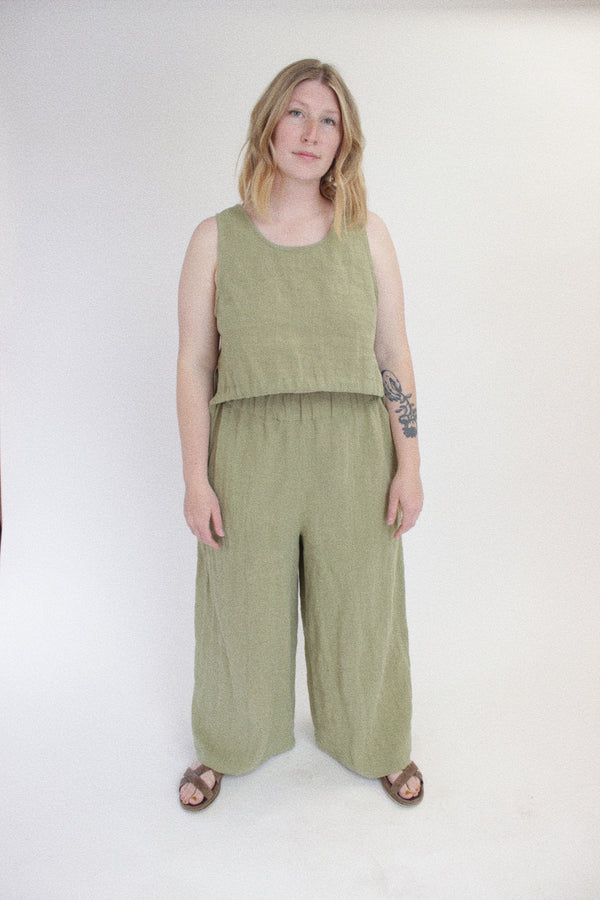 Wide Leg Trouser in Kelp