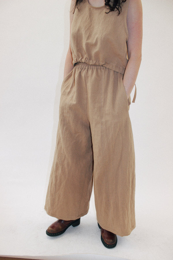 Wide Leg Trouser in Latte