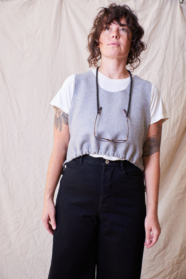 Cinched Wool Vest in Grey