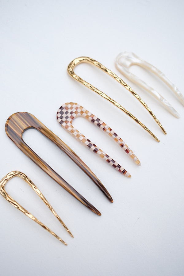 Mini French Pin in Tortoise Checker