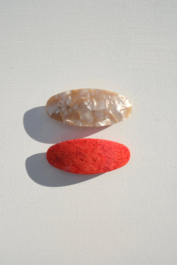 Jumbo Oval Barrette in Sand Shell