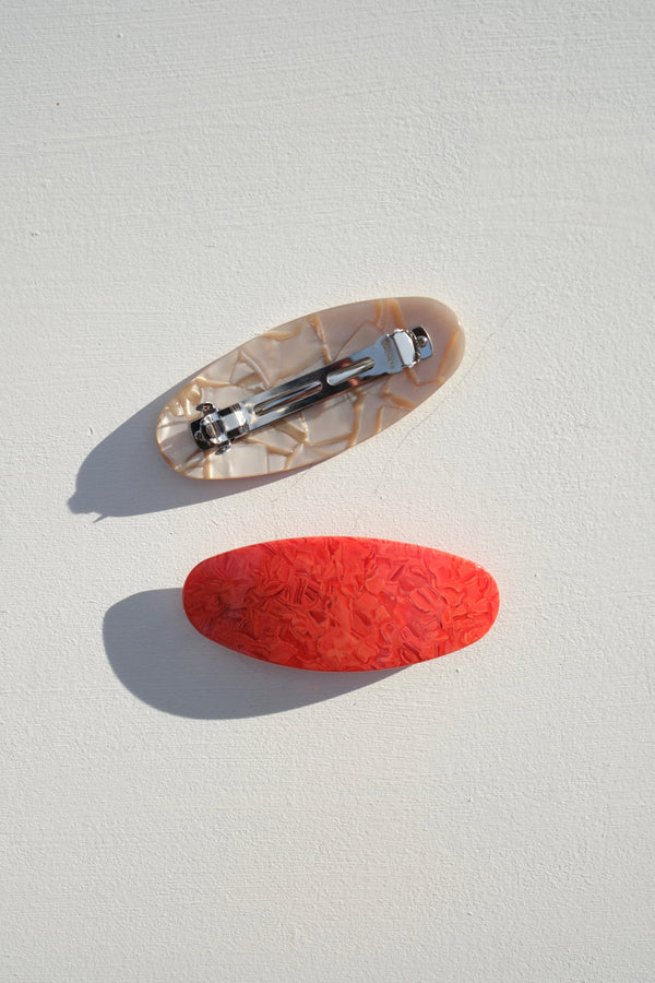 Jumbo Oval Barrette in Sand Shell
