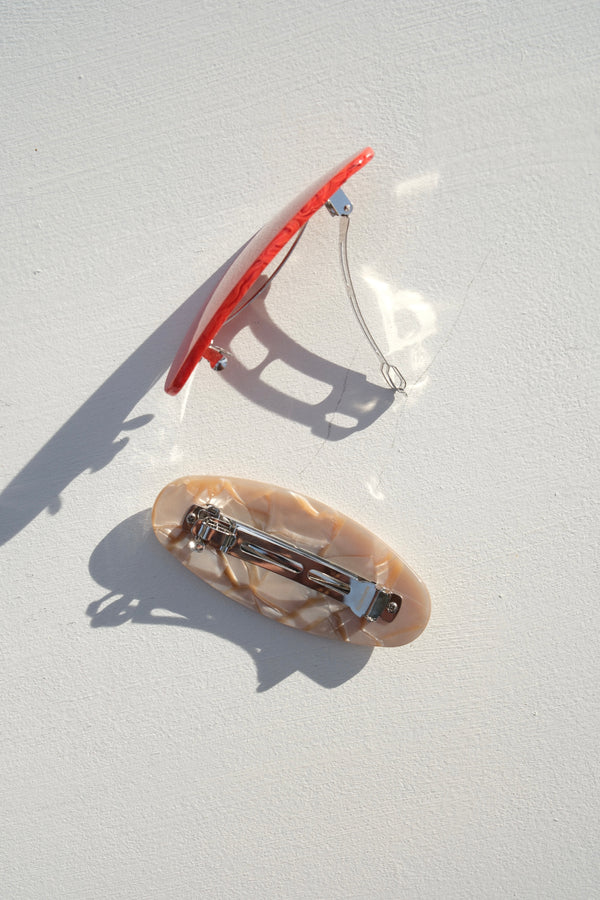 Jumbo Oval Barrette in Sand Shell