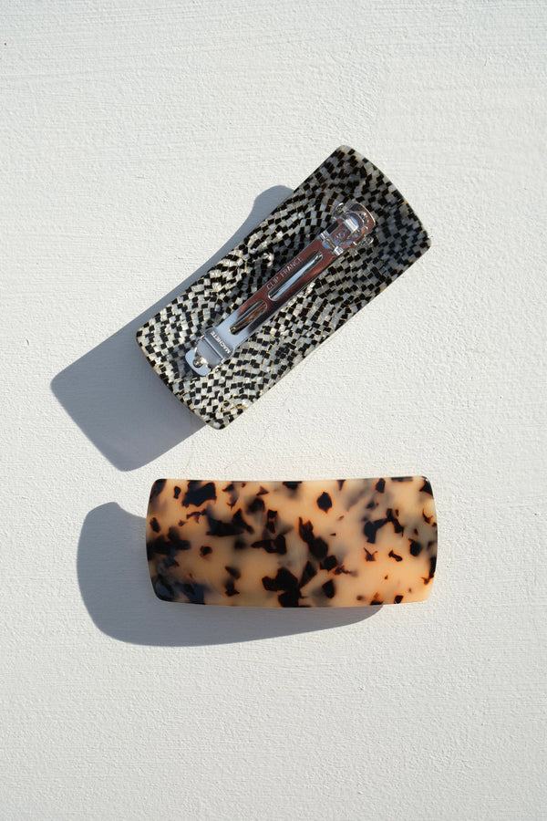 Jumbo Box Barrette in Perle Noir