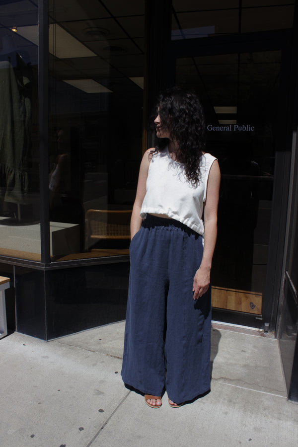 Wide Leg Trouser in Petrol