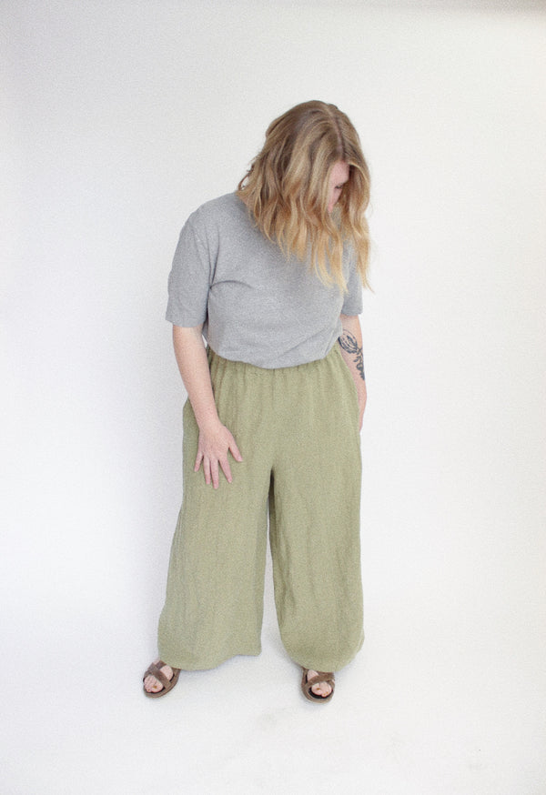 Wide Leg Trouser in Kelp