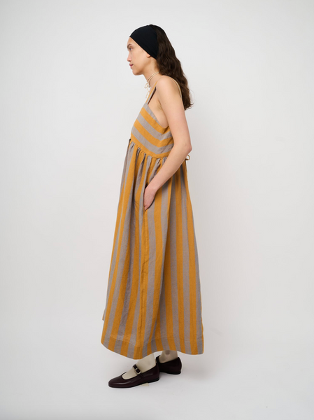 Elba Dress in Bronze/Jeans from Cawley