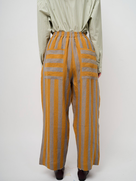 Luna Trousers in Bronze Jeans Stipe from Cawley