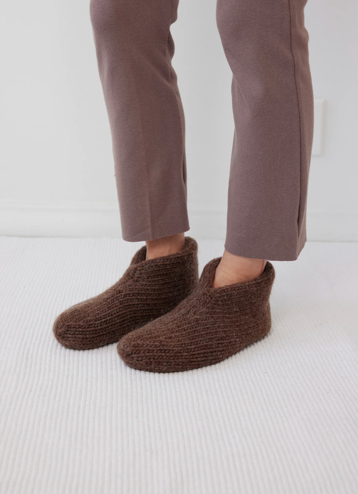 Felted Slippers in Chestnut