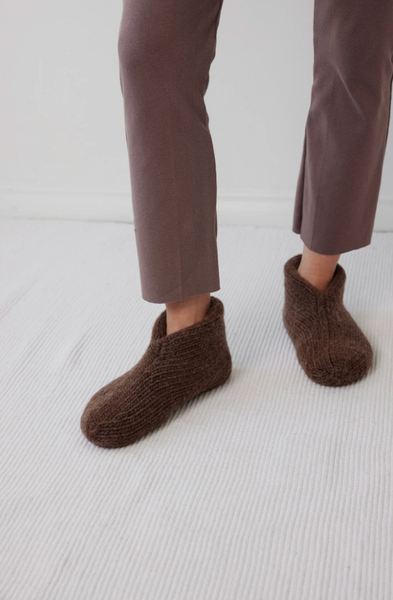 Felted Slippers in Chestnut