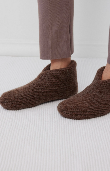 Felted Slippers in Chestnut