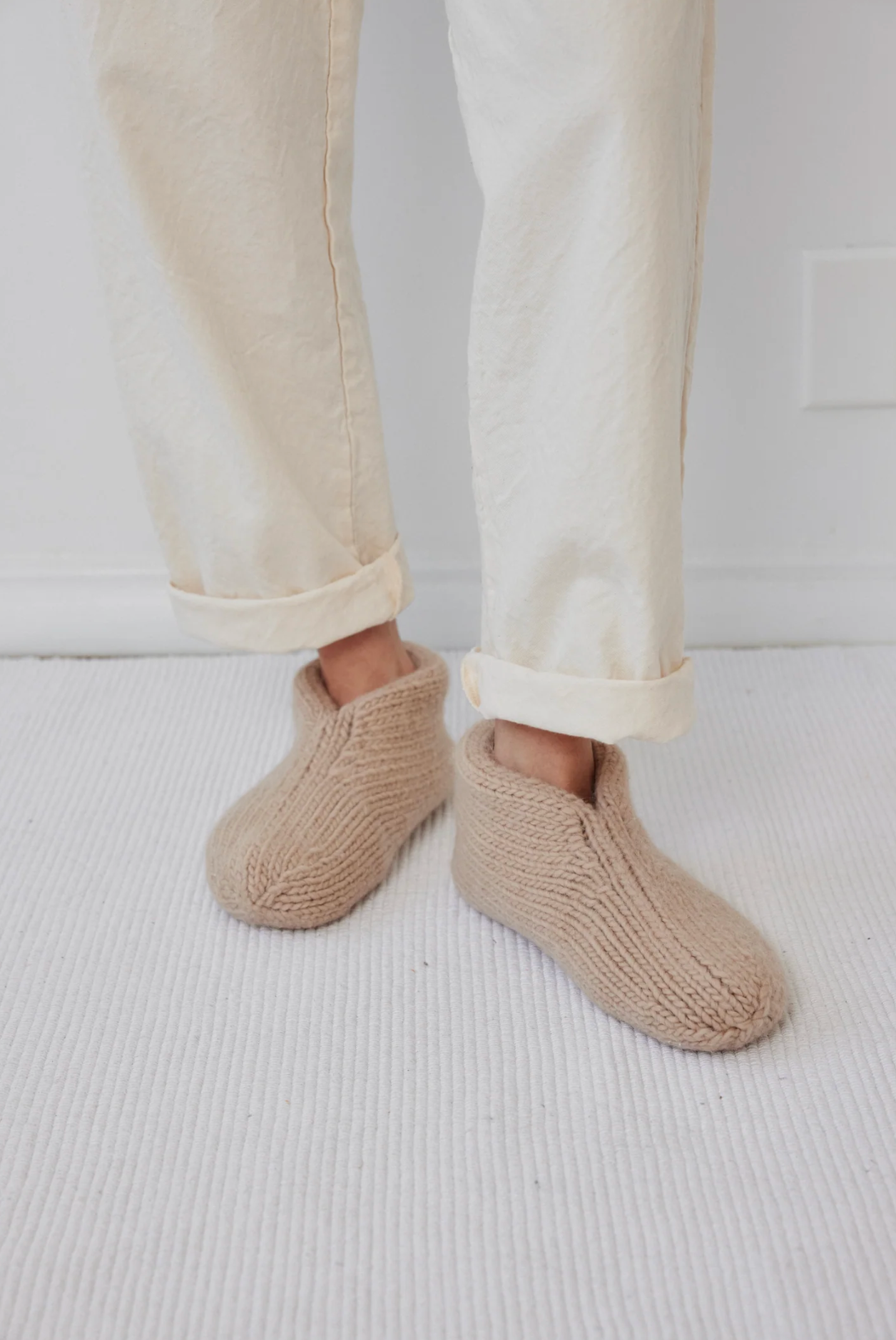 Felted Slippers in Sand