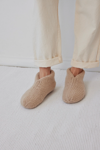 Felted Slippers in Sand