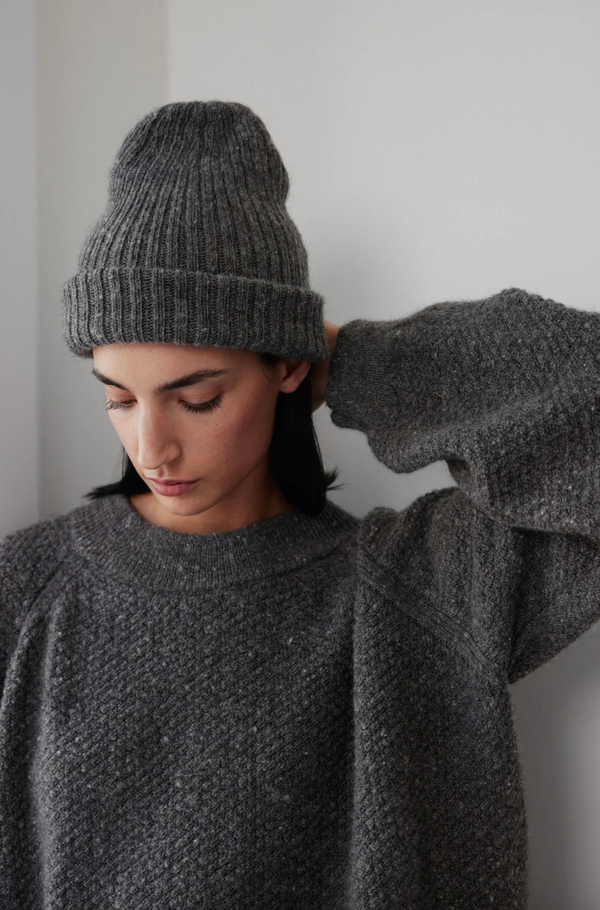 Skinny Rib Hat in Charcoal