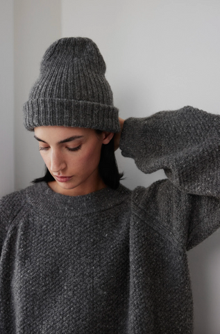 Skinny Rib Hat in Charcoal