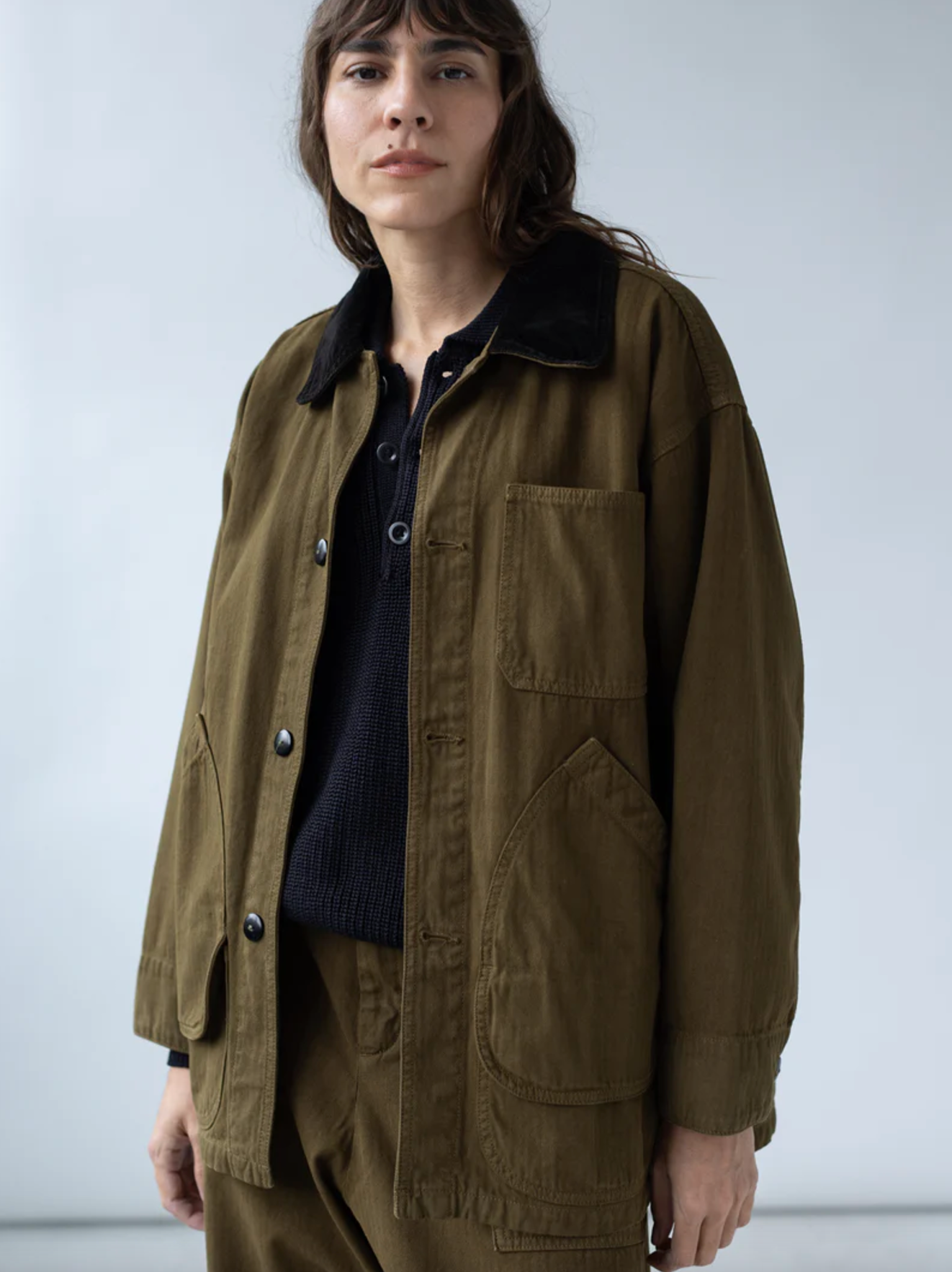 Painter Coat in Dark Olive