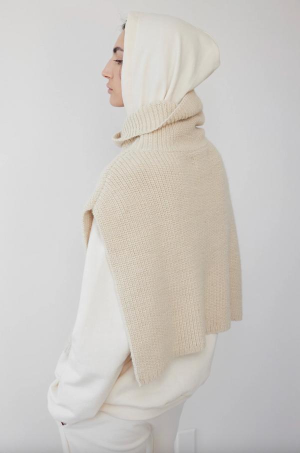 Rib Poncho in Natural