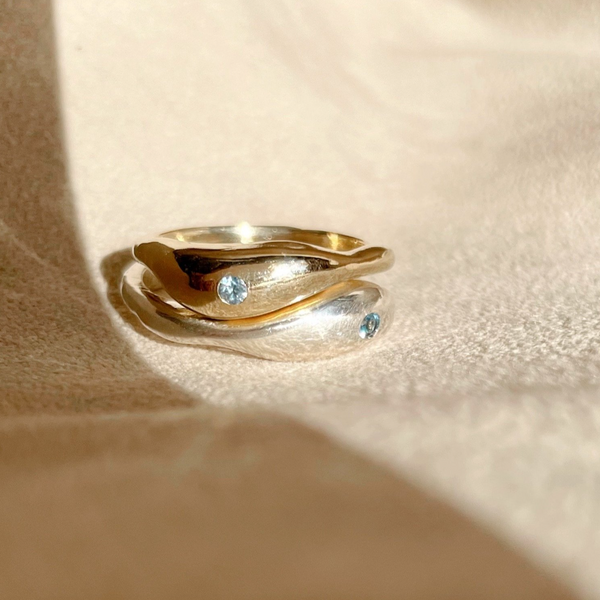 Ripple Ring with Blue Montana Sapphire