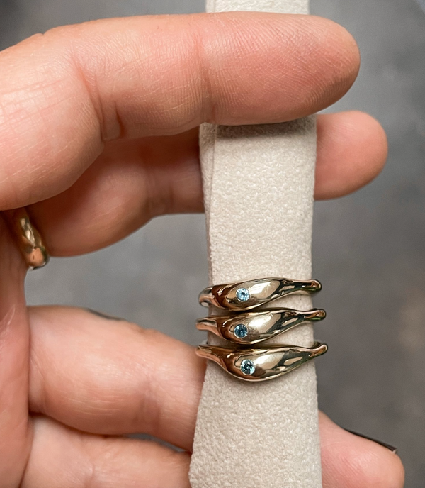 Ripple Ring with Blue Montana Sapphire