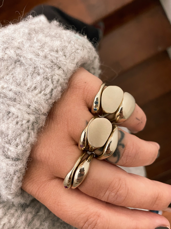 Ripple Ring with Blue Montana Sapphire