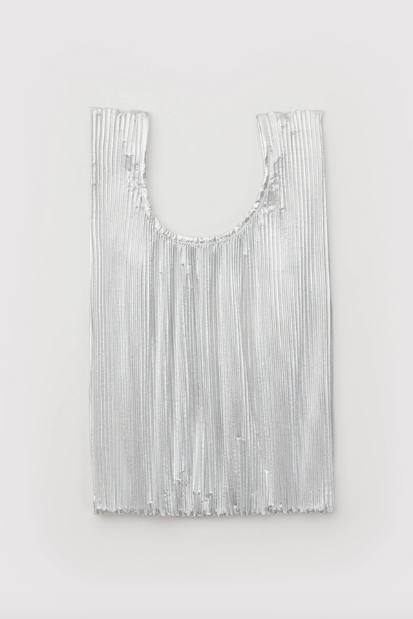 Pleated Bag in Chrome Metallic