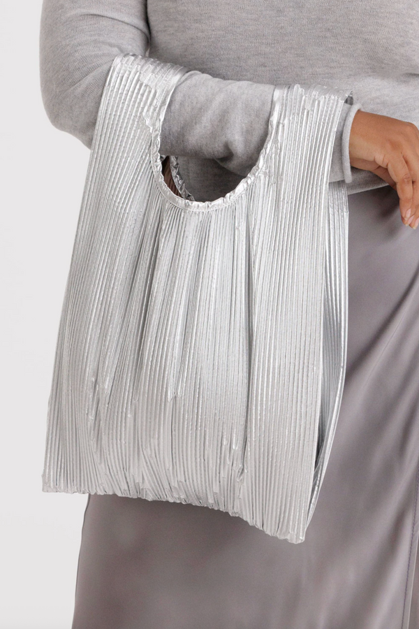 Pleated Bag in Chrome Metallic