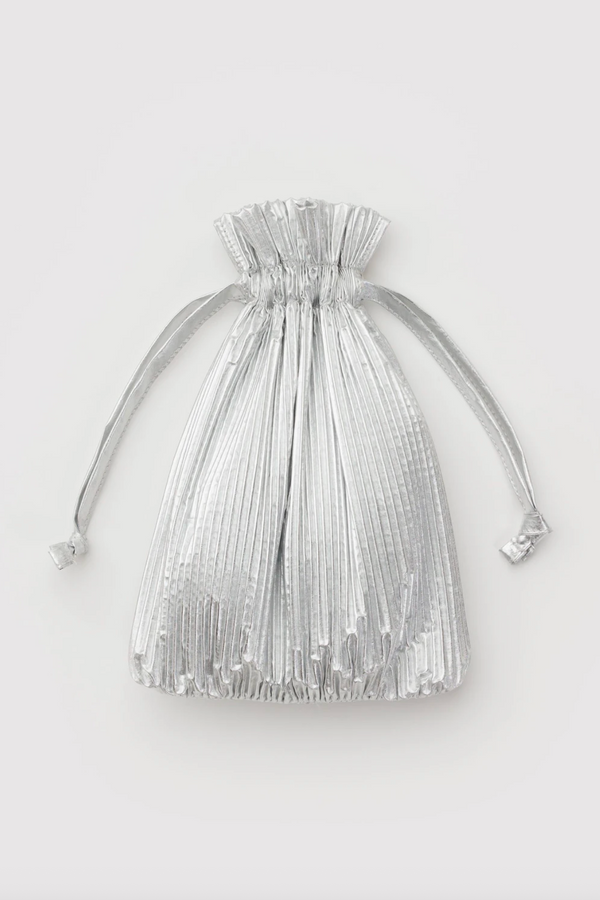 Pleated Bag in Chrome Metallic