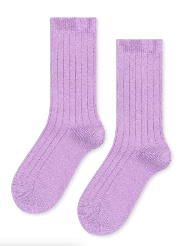 Italia Cashmere Cozy Rib Crew in Lilac
